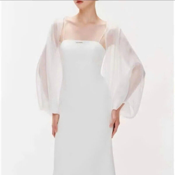 Elegant White Maxi Dress with Sheer Cardigan – Chic & Feminine Outfit